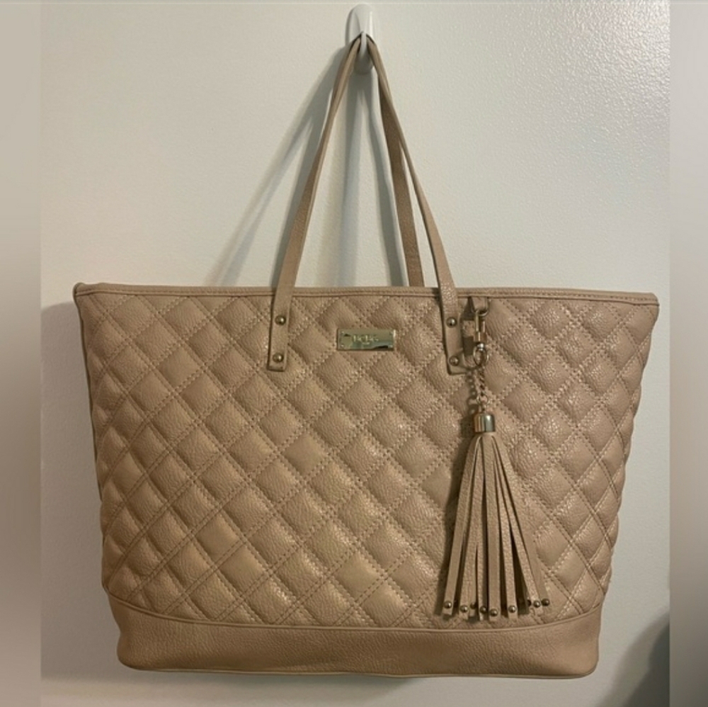 NEW BCBG Paris Tan Quilted Tote Purse Handbag